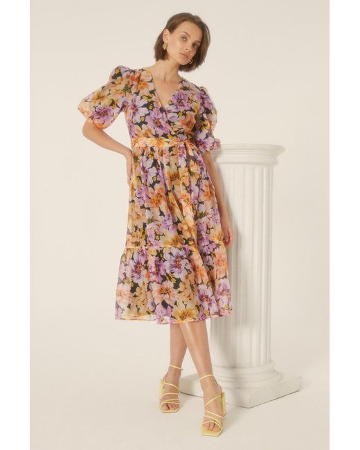 Oasis spot clearance wrap midi dress