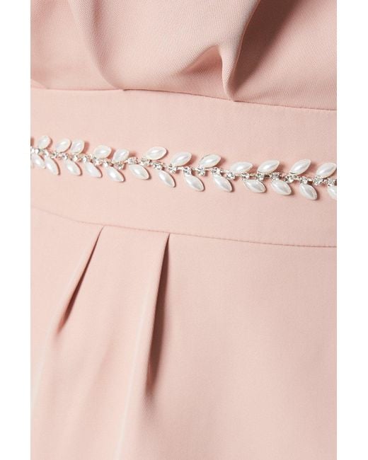 Coast Pink Crepe Frill Wrap Dress With Pearl Waist