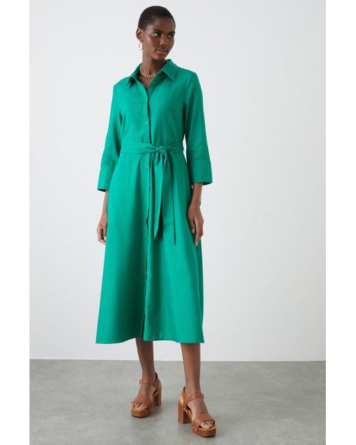 Dorothy Perkins Green Midi Shirt Dress