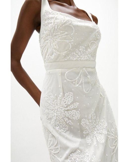 Coast White Sequin Floral Maxi Dress