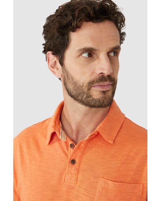 Mantaray Orange Slub Garment Dye Polo for men