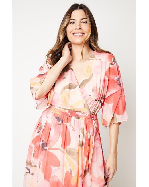 Wallis Pink Kimono Sleeve Hi Lo Wrap Dress
