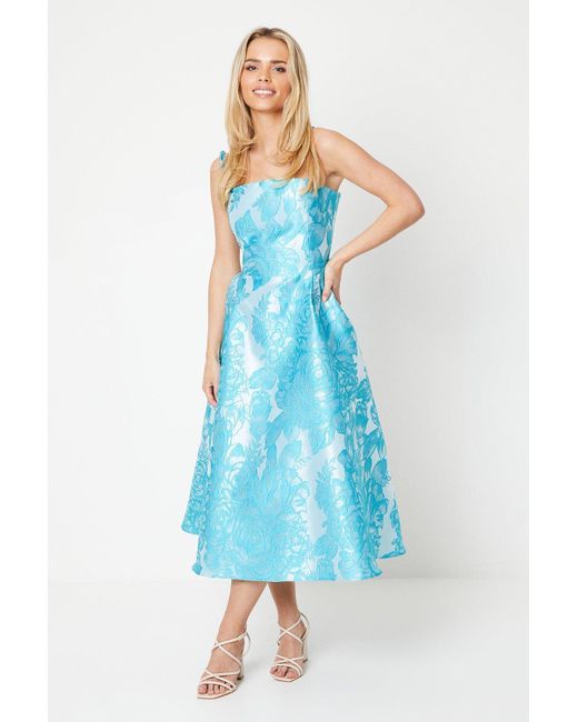 Coast Blue Petite Cami Jacquard Fit & Flare Midi Dress