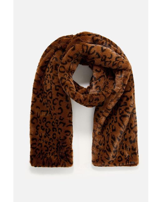Accessorize Brown Leopard Luxe Faux Fur Scarf