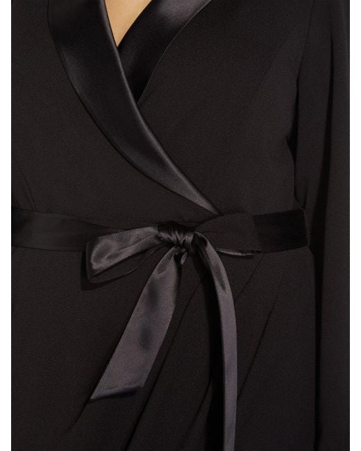 Adrianna Papell Black Plus Knit Crepe Tuxedo Wrap Dress