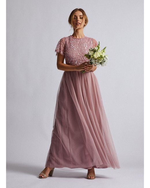 Dorothy Perkins Purple Petite Pink Embellished Tina Maxi Dress