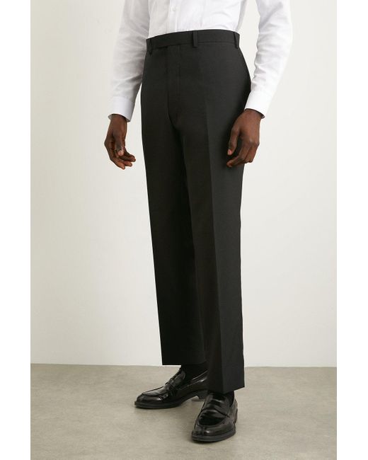 Burton White Slim Fit Black Wool Blend Tuxedo Trousers for men