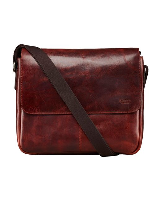 Osprey Red The Large Brooks Leather Messenger Bag for men