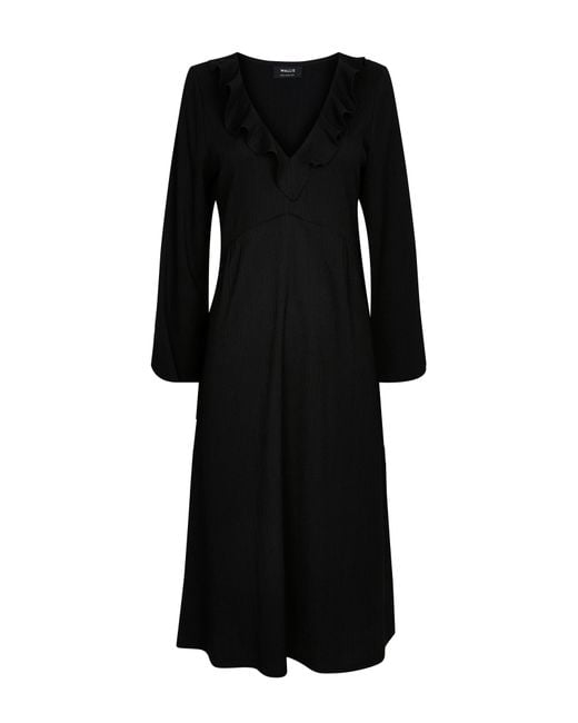 Wallis Tall Black Frill Detail Midi Dress