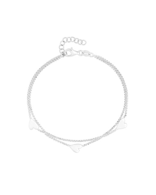 Simply Silver White Sterling Silver 925 Double Row Heart Bracelet