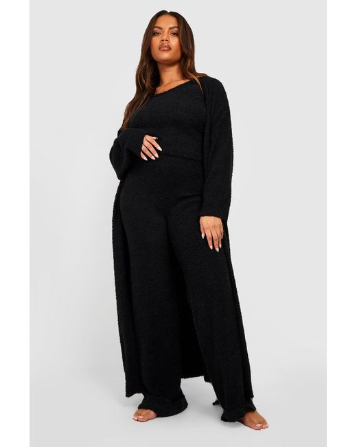 Boohoo Black Plus Premium Fluffy Knitted Longline Cardigan