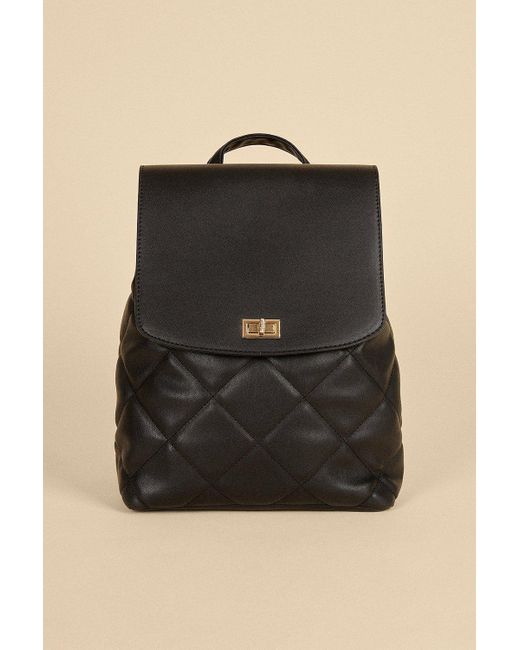 Oasis Black Quilted Pu Backpack