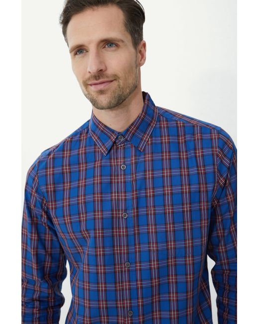 MAINE Blue Bright Grid Check Shirt for men