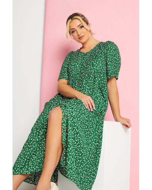Yours Green Printed Smock Dress