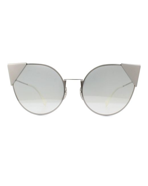 Fendi Gray Cat Eye Palladium And White Grey Gradient Mirror Sunglasses
