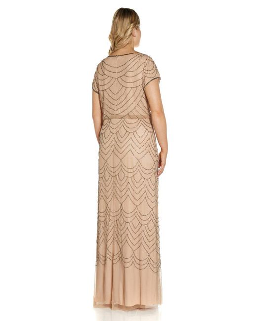 Adrianna Papell Natural Plus Blouson Beaded Gown