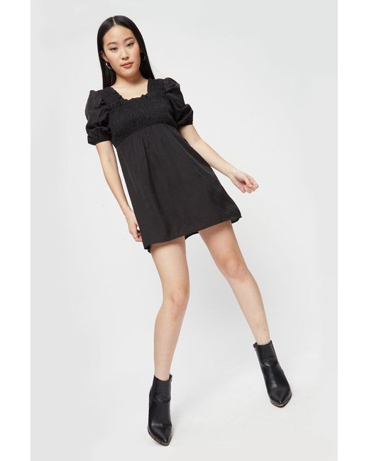 Dorothy Perkins Petite Black Shirred Mini Dress