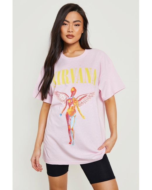 Boohoo White Nirvana License Print Oversized T-shirt