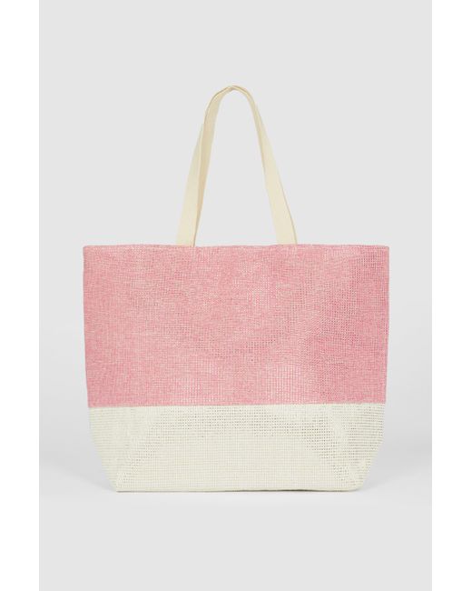 DEBENHAMS Pink Contrast Beach Bag