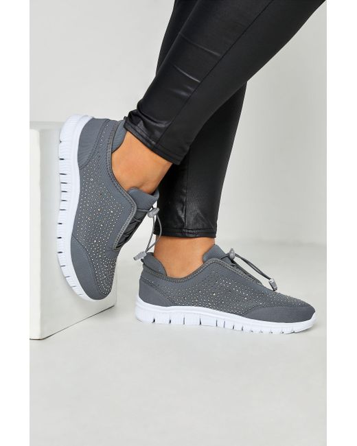 Yours Black Extra Wide Fit Embellished Trainers
