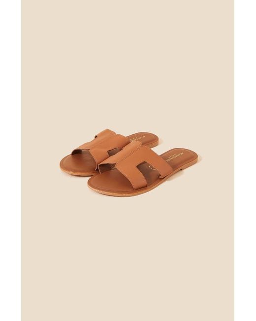 Accessorize Natural Wide Fit Cut-out Leather Sliders