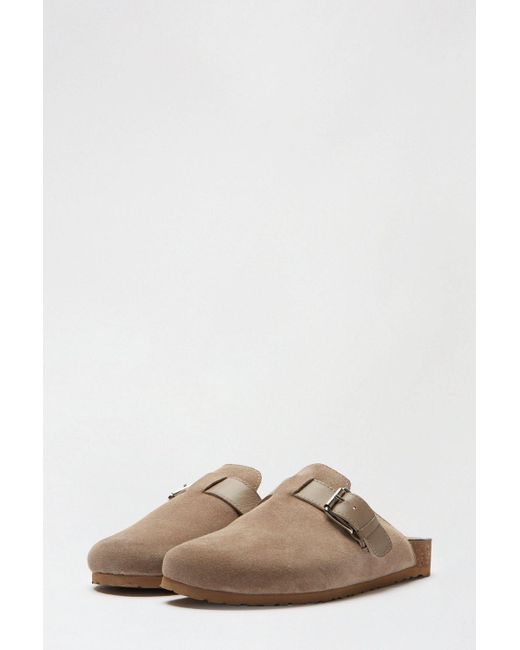 Dorothy Perkins Brown Suede Taupe Hula Warm Lined Buckle Mule