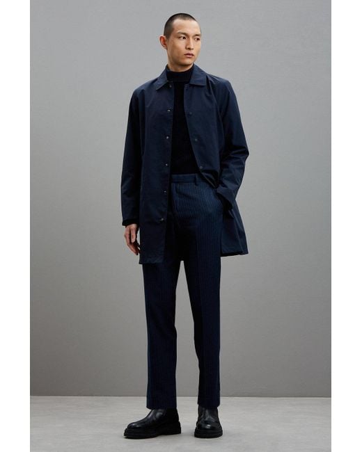 Burton Blue Tailored Denim Pinstripe Trousers for men