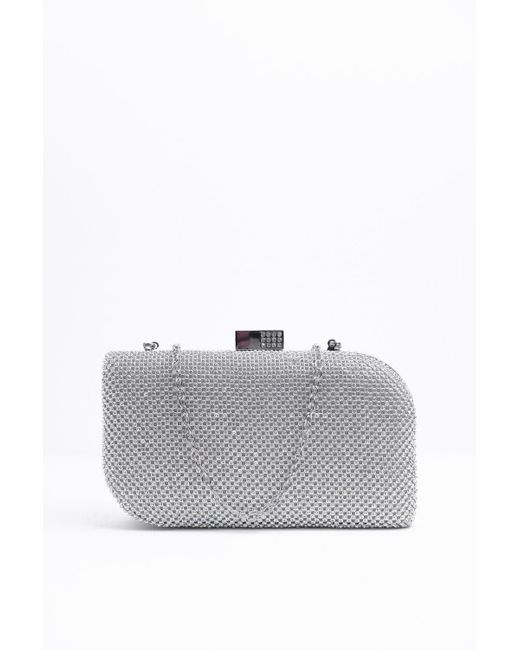 Where's That From Gray 'diamante' Clutch Box Bag