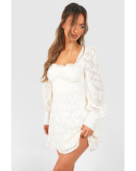 Boohoo White Textured Corset Milkmaid Mini Dress