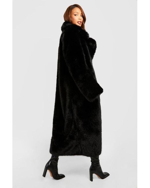 Boohoo Black Tall Premium Faux Fur Maxi Coat
