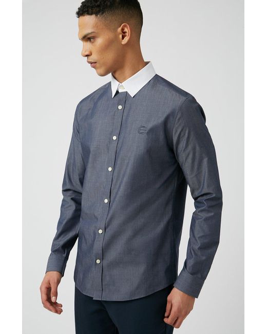 Burton Blue Contrast Collar Shirt for men