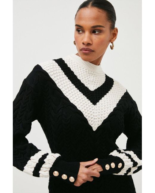 Karen Millen Black Nautical Cable Knit Mini Dress