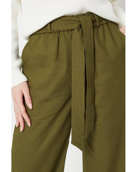 Oasis Green Petite Paperbag Trouser
