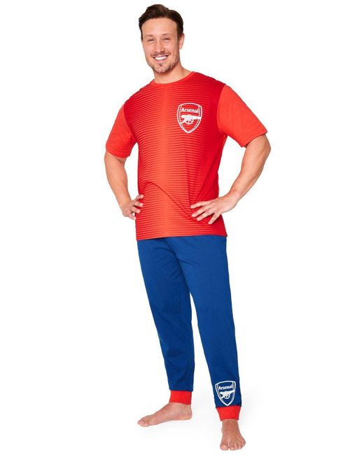 Arsenal Fc Blue Football Fan Pyjama Set T-shirt And Bottoms for men