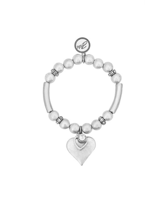 Bibi Bijoux White Silver 'sparkling Layer Heart' Ball Bracelet