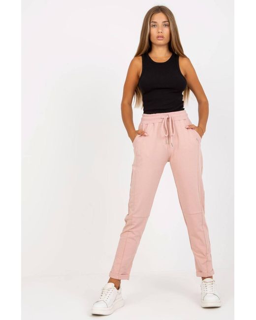 Love Lace Pink High Waisted Sweatpants With Elastic Waist