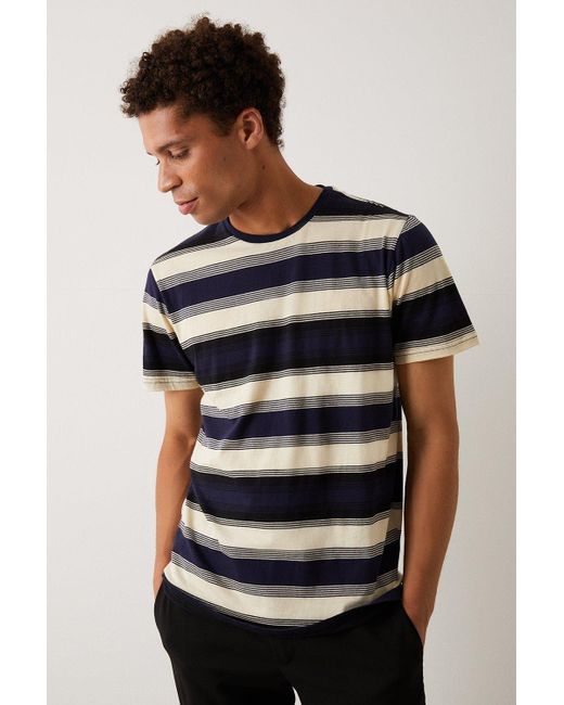Burton Black Blue Short Sleeve Varied Stripe T-shirt for men