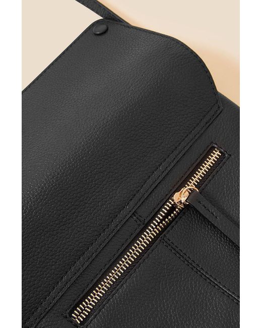 Accessorize Black Leather Cross-body Messenger Bag