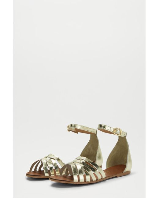 Dorothy Perkins White Gold Leather Jinxer Flat Sandals