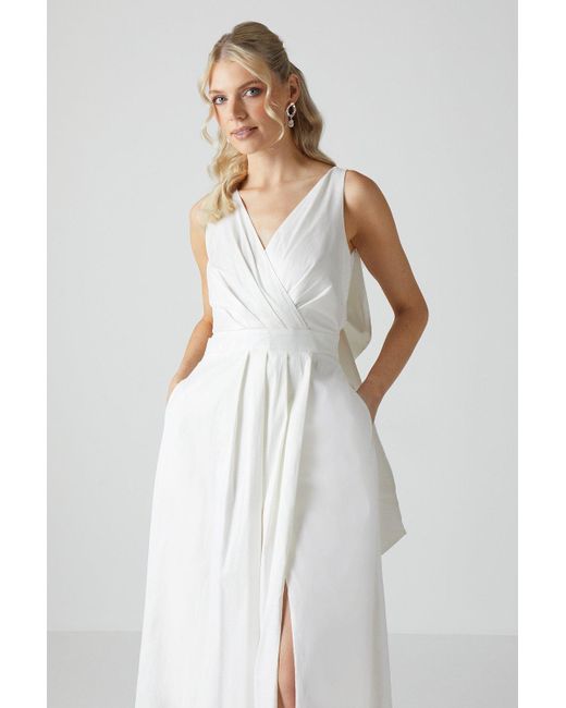 Coast White Wrap Front Full Skirted Wedding Dress With Taffeta Bow