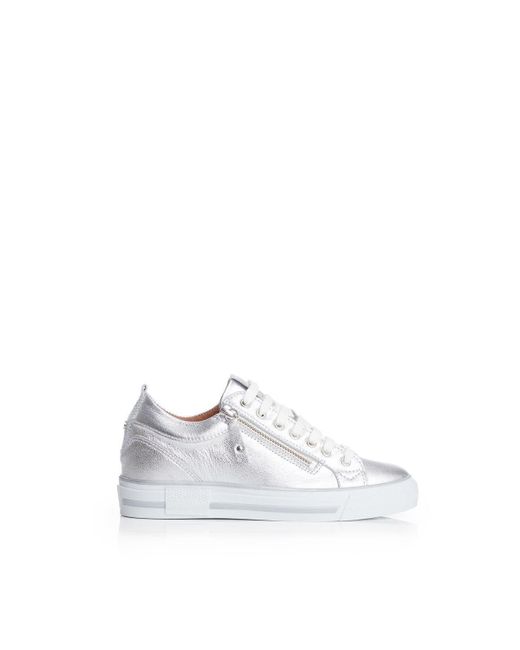 Moda In Pelle White 'brayleigh' Metallic Leather Trainers