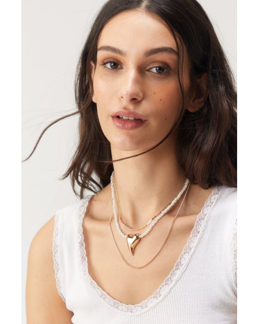 Nasty Gal Black Pearl Heart Layered Necklace