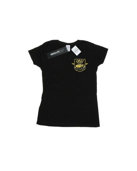 Disney Black Cars Cruz Ramirez Faux Pocket Logo Cotton T-shirt