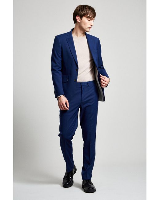Burton Slim Fit Blue Texture Suit Jacket for men