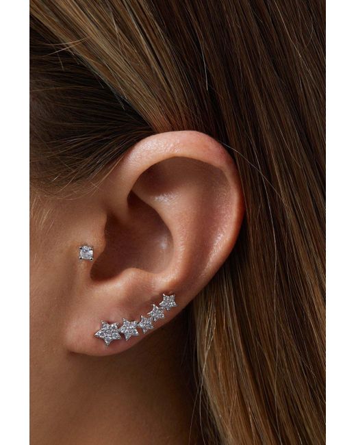 Jon Richard White Star Cubic Zirconia Climber Earrings