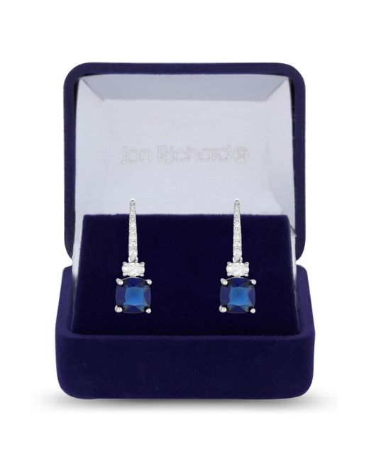 Jon Richard Rhodium Plated Mixed Stone Montana Blue Earrings - Gift Boxed