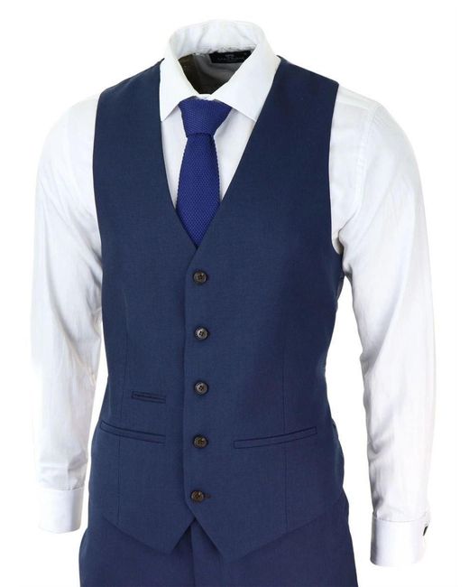 Paul Andrew Blue 3 Piece Classic Retro Suit for men