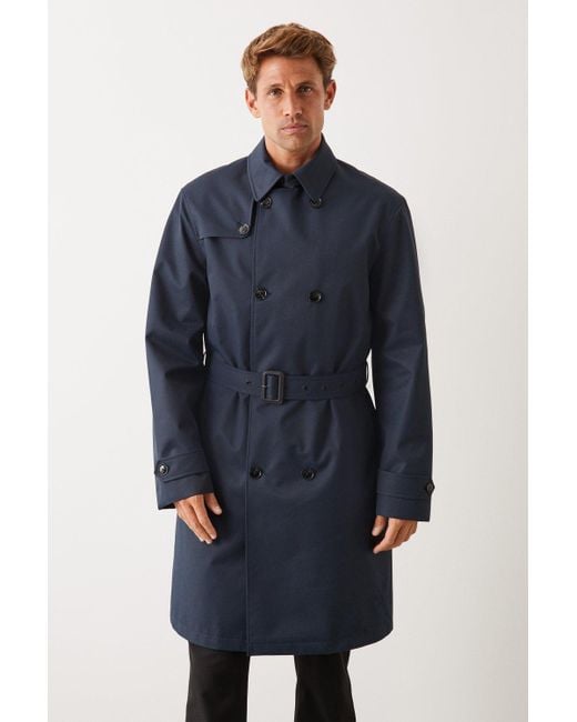 Burton Blue Double Breasted Trench Coat for men