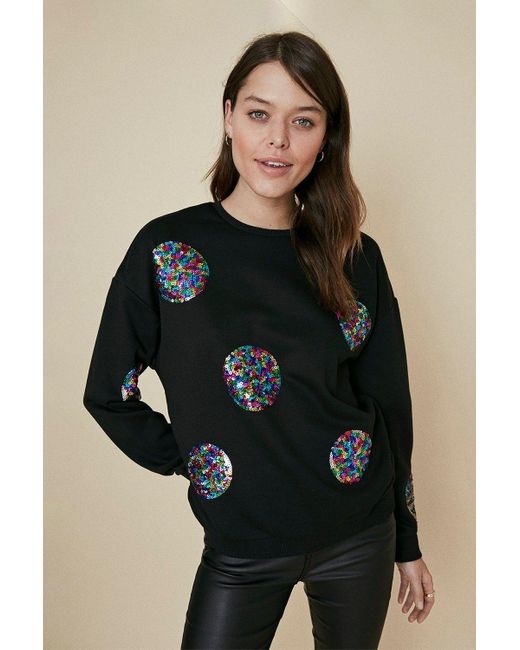 Oasis Black Sequin Spot Sweatshirt