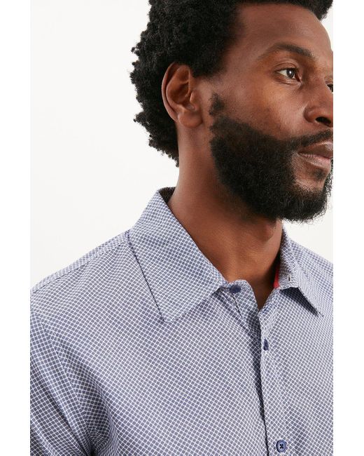Burton Blue Long Sleeve Slim Ditsy Geo Print Shirt for men